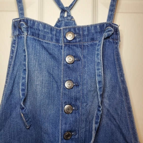American Eagle Button Front Adjustable Tie Overalls Shorts Size Small - Picture 3 of 9